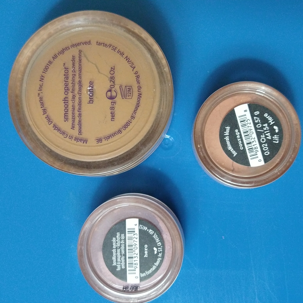 Tarte and bare minerals lot smooth operator bronze hero eye color courage blush